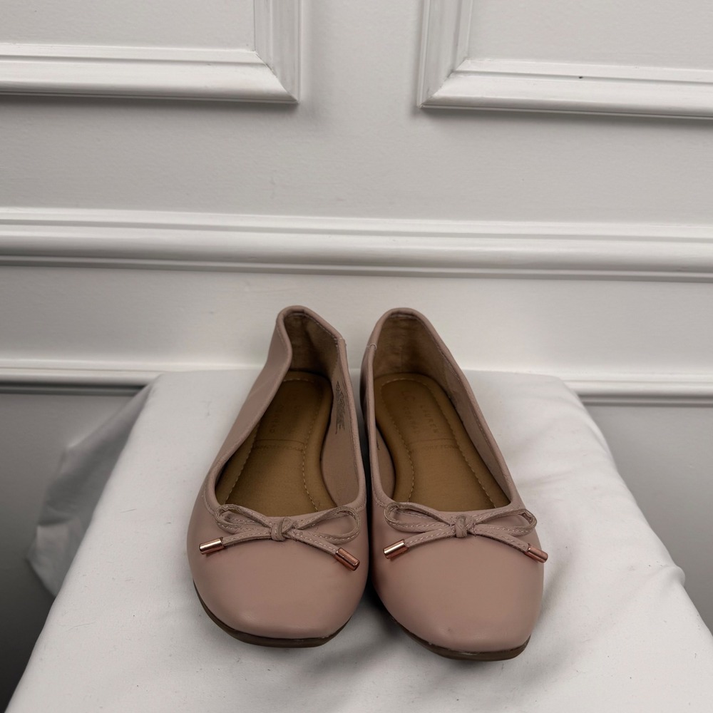 LC Lauren Conrad Women Blush Pink Memory Foam Ballet Flats Bow Detail Size 7
